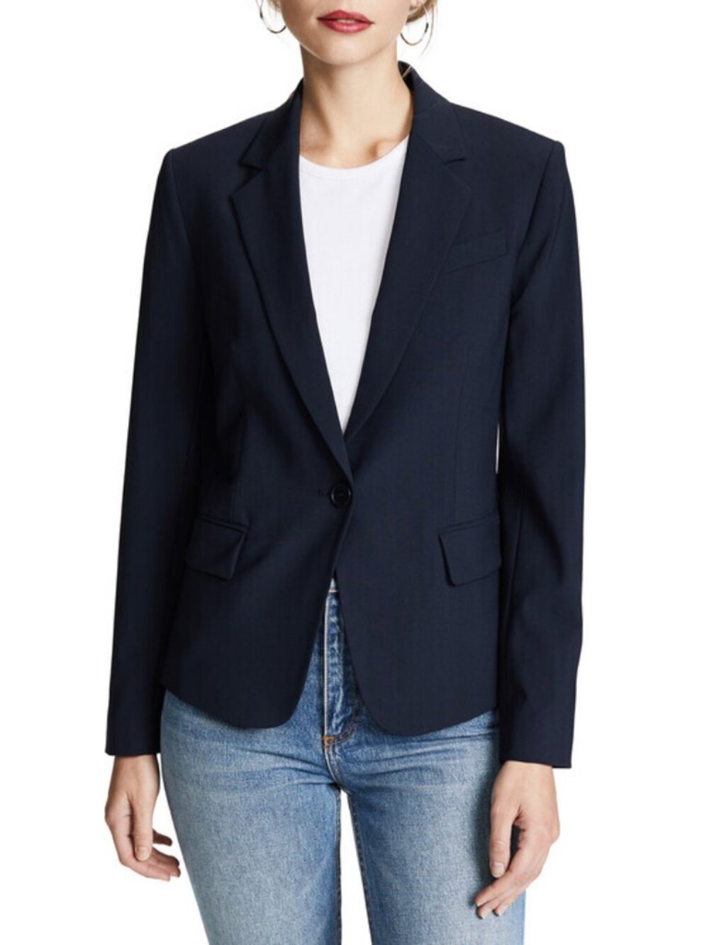 Theory Gabe N Edition Slim Fit Wool Blazer Navy Dark Academia Office Siren Small